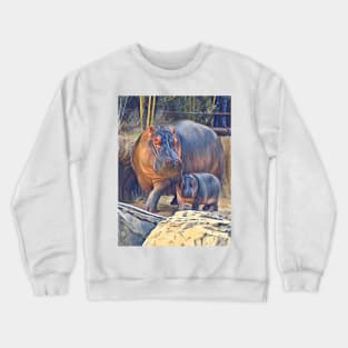 Mom and baby Hippo Crewneck Sweatshirt